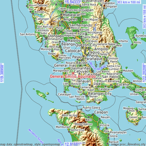 Topographic map of General Emilio Aguinaldo