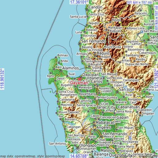 Topographic map of Gayaman