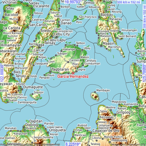 Topographic map of Garcia Hernandez