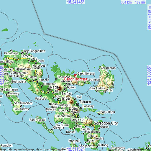 Topographic map of Garchitorena