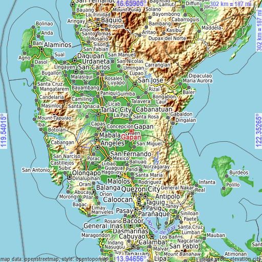 Topographic map of Gapan