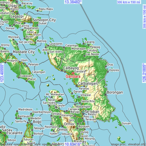 Topographic map of Gandara