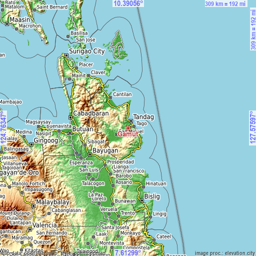 Topographic map of Gamut