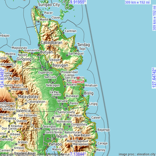 Topographic map of Gamut