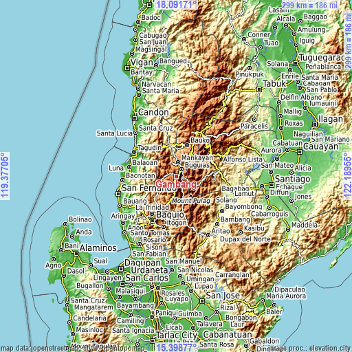 Topographic map of Gambang