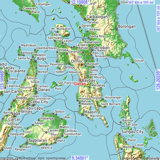 Topographic map of Gabas