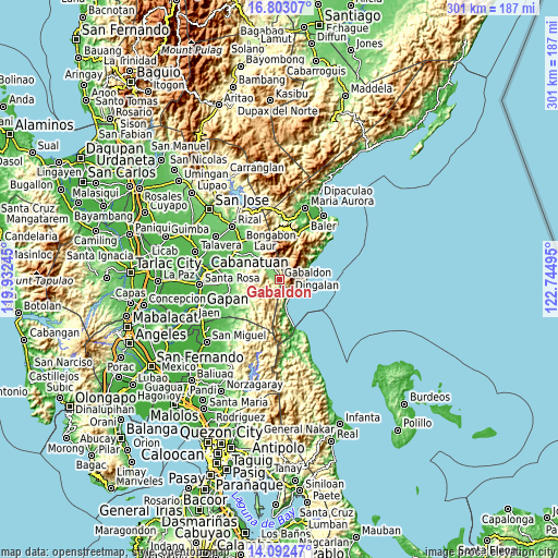 Topographic map of Gabaldon