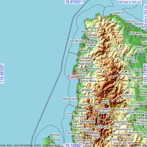 Topographic map of Fuerte