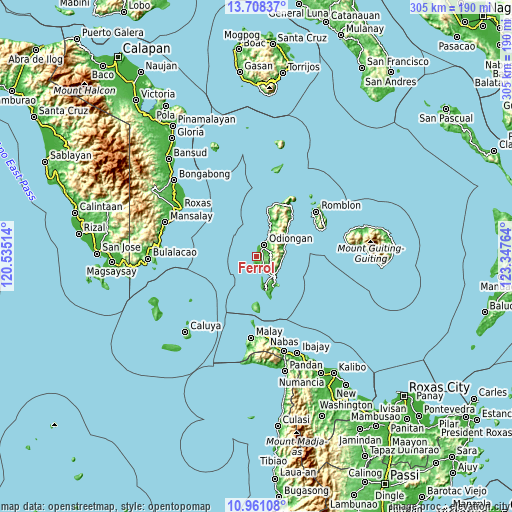 Topographic map of Ferrol