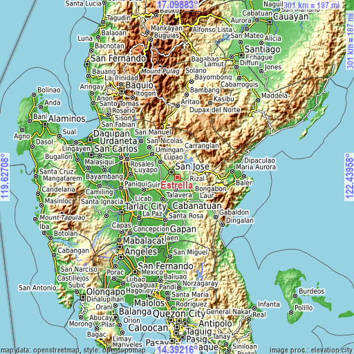 Topographic map of Estrella