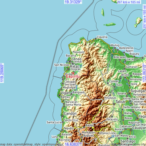 Topographic map of Espiritu