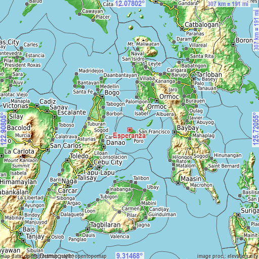 Topographic map of Esperanza