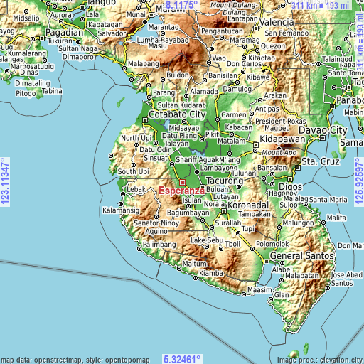 Topographic map of Esperanza