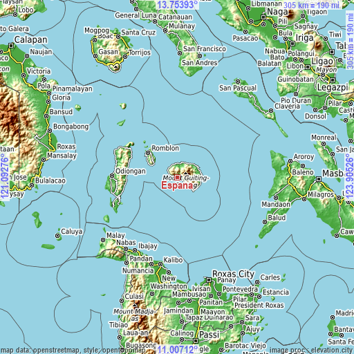 Topographic map of España