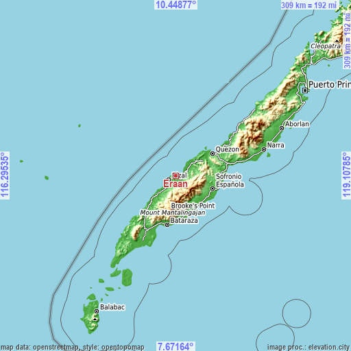 Topographic map of Eraan
