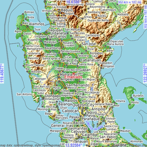 Topographic map of Entablado