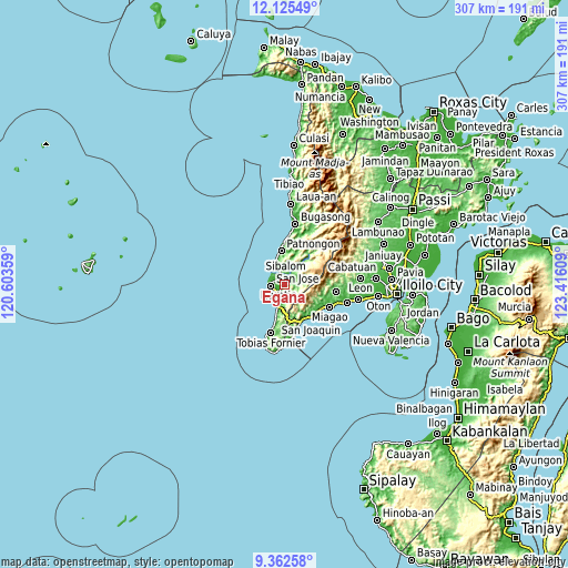 Topographic map of Egaña