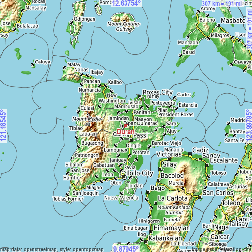 Topographic map of Duran