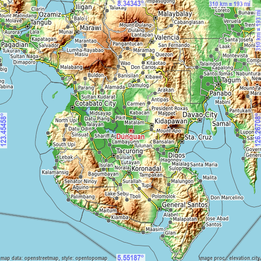 Topographic map of Dunguan