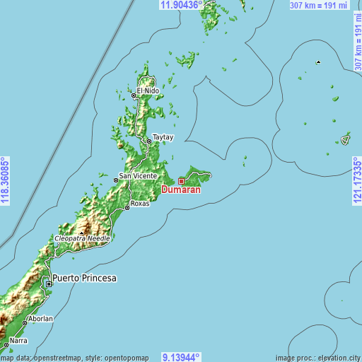 Topographic map of Dumaran