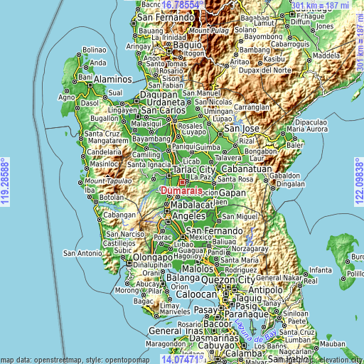 Topographic map of Dumarais