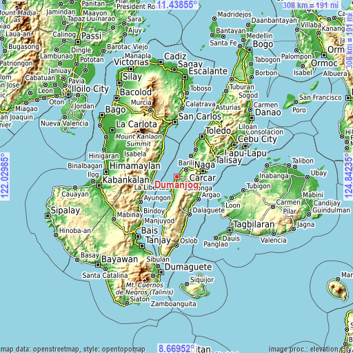 Topographic map of Dumanjog