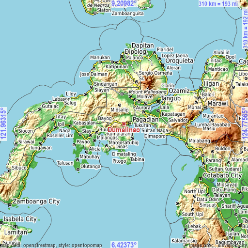 Topographic map of Dumalinao