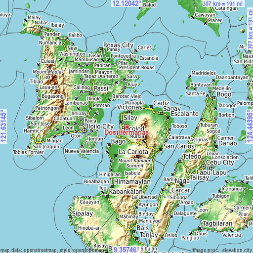 Topographic map of Dos Hermanas