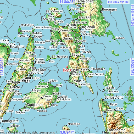 Topographic map of Doos