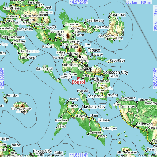 Topographic map of Donsol