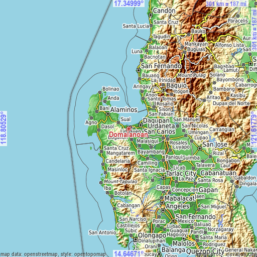 Topographic map of Domalanoan