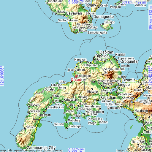 Topographic map of Disod