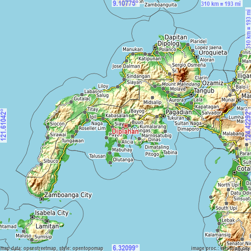 Topographic map of Diplahan