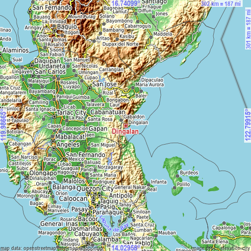 Topographic map of Dingalan