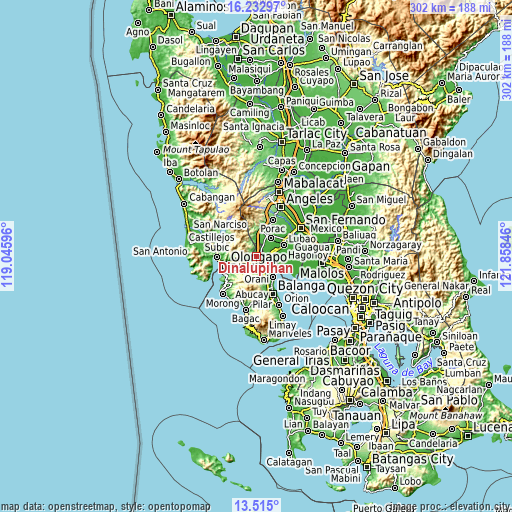 Topographic map of Dinalupihan
