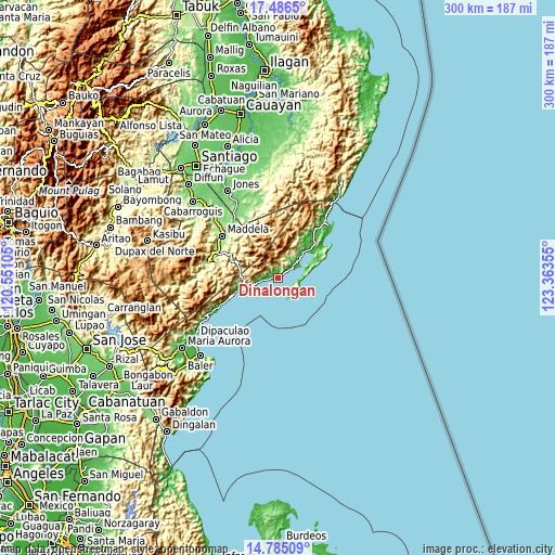 Topographic map of Dinalongan