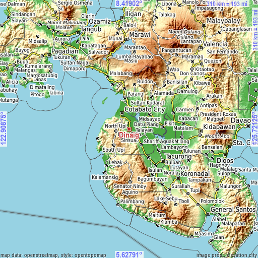 Topographic map of Dinaig