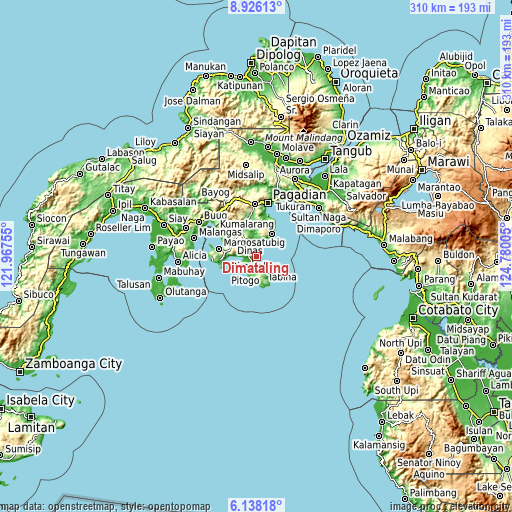 Topographic map of Dimataling