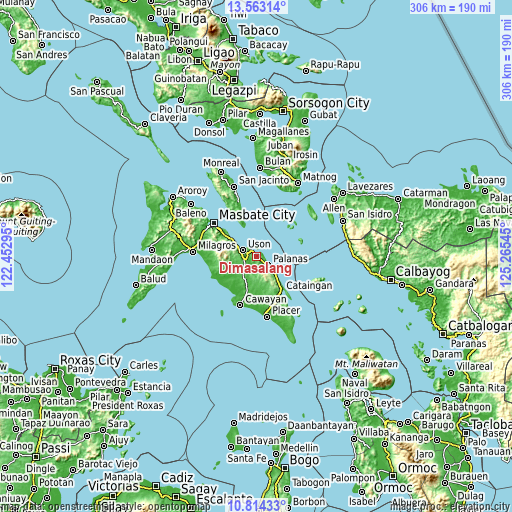 Topographic map of Dimasalang