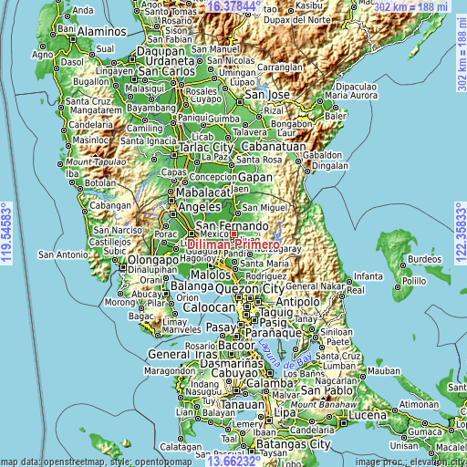 Topographic map of Diliman Primero