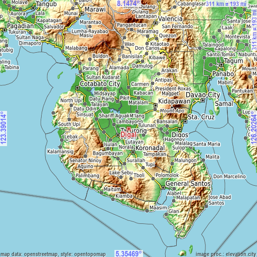 Topographic map of Digal