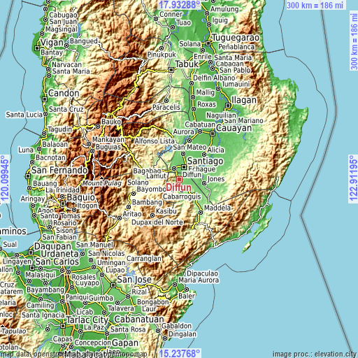 Topographic map of Diffun