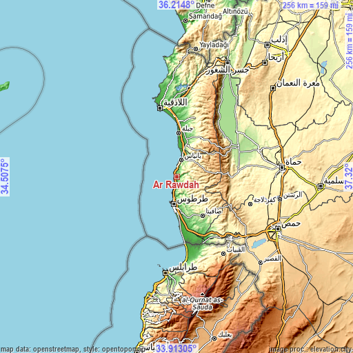 Topographic map of Ar Rawḑah