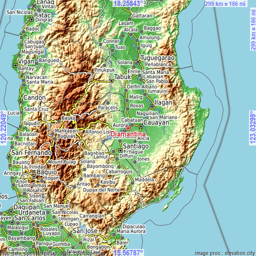 Topographic map of Diamantina