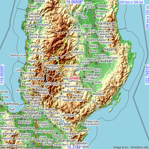 Topographic map of Diadi