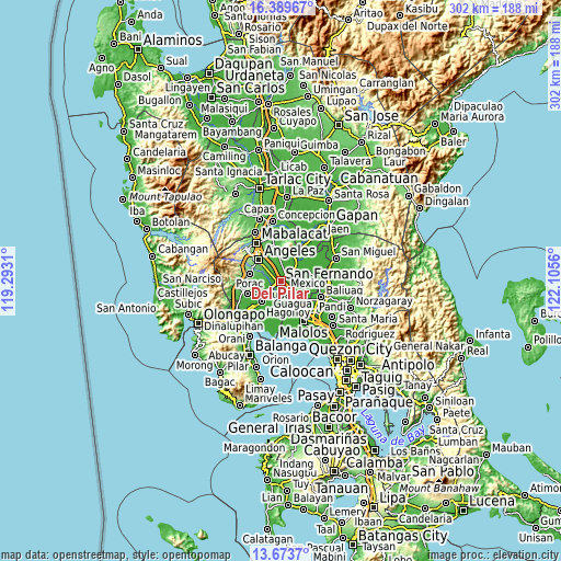 Topographic map of Del Pilar