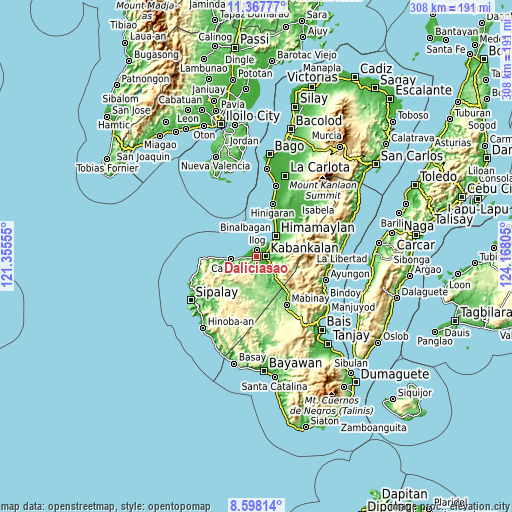 Topographic map of Daliciasao