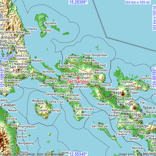 Topographic map of Del Gallego