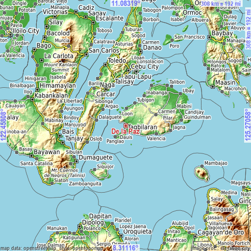 Topographic map of De la Paz