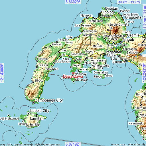 Topographic map of Dawa-Dawa